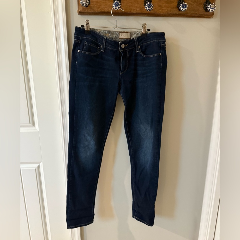 PAIGE Women's Deep Blue Skinny Jeans low rise